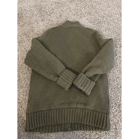 SCHOTT BROS NYC Heavyweight Sherpa Cable Sweater Jacket Army Garment  M85-237-04 - Picture 5 of 7